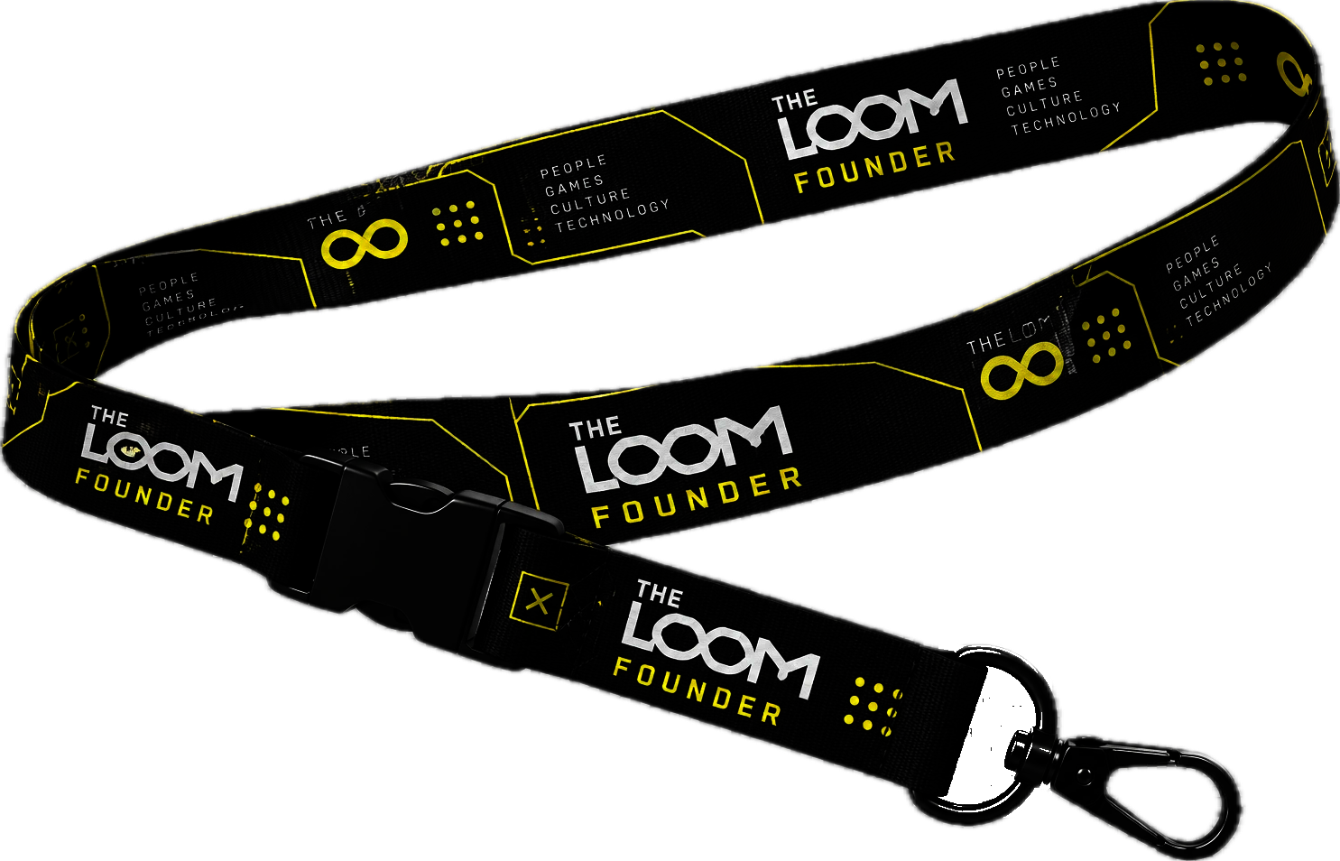 Cordão preto e amarelo THE LOOM FOUNDER com engate e mosquetão